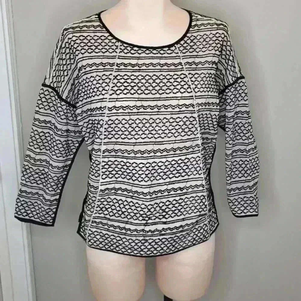 Madewell Womens Tidal Wave Pullover Front Pocket Embroidered‎ Sweater Size Small